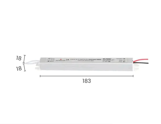 FONTE SLIM P/PERFIL IP20 12V 2A-24W FA-6001 - AST Xª