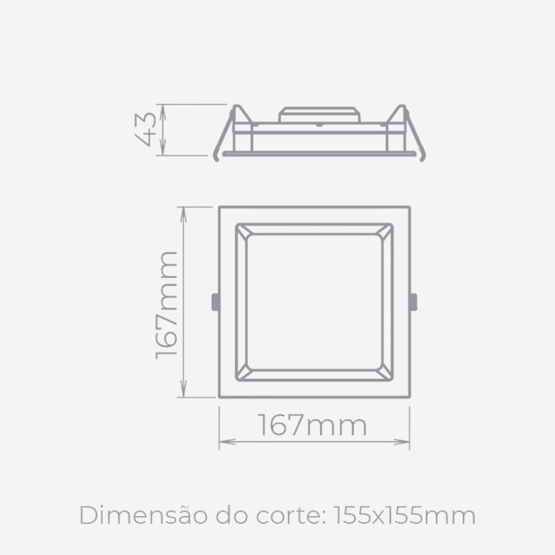 Painel de Embutir Recuado Quadrado Deep 12w 3000k Bivolt STH8902/30 - Stella