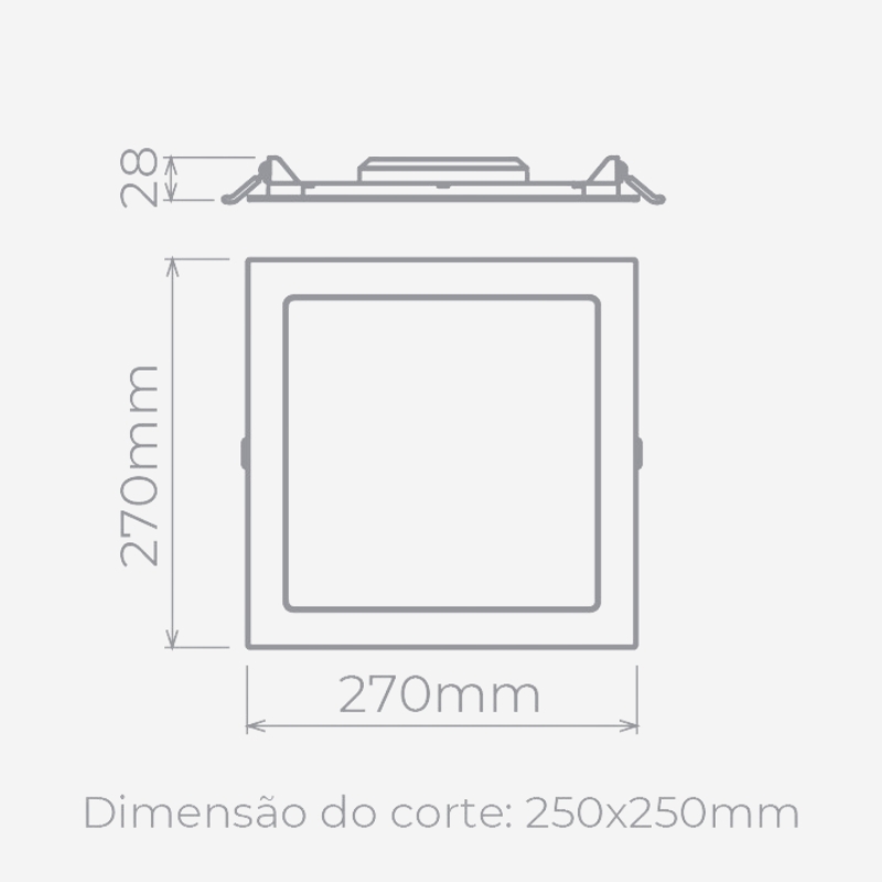 Painel de Embutir Led Eco Quadrado 24w 3000k Bivolt STH9954Q/30 - Stella