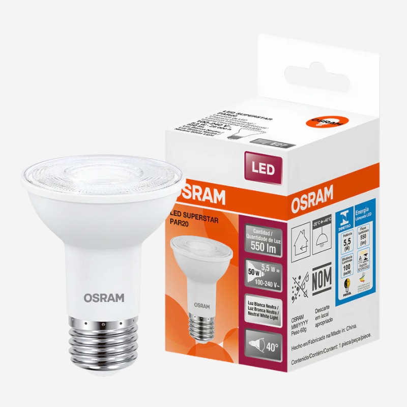 Lâmpada Led Par20 5,5w 40° Ip20 Bivolt 6500k E27 - Osram