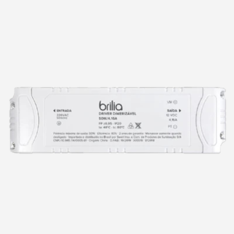 Fonte Driver 12V 50W 4,16A para Fita LED Bivolt – Brilia