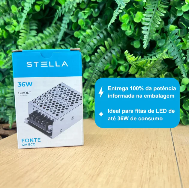 Fonte Eco 36w 12v Para Fita Led - Stella
